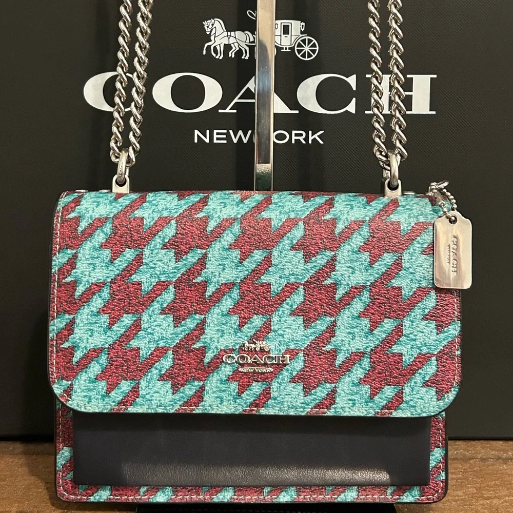 Coach Klare Mini Houndstooth Chain Shoulder Bag - Picture 1 of 9